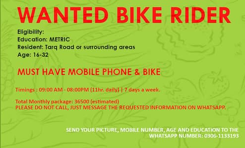 Delivery Rider for Vegetables