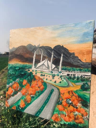 faisal mosque painting  10x10 inches