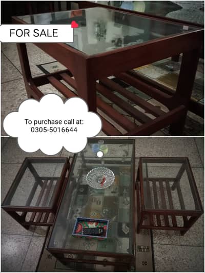 Brown table plus 2 side tables premium quality