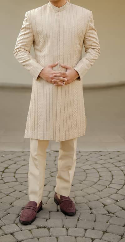 skin colour sherwani from republic by omer farooq