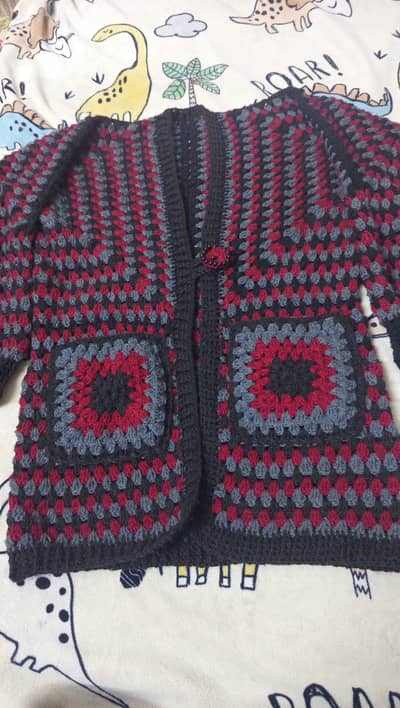 Beautiful Crochet Woolen Jacket with Pockets - Brand New