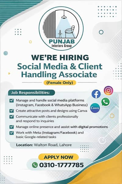 Office Assistant Required (Female ) 2 seats available / Office Jobs