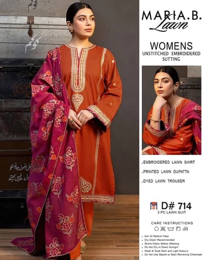 Maria B 3PC Emb Luxury Designer Lawn Vol-04 | Original Brand | Wholes