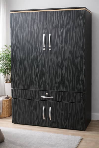 Modern 4-Door Wooden Wardrobe with Drawer – Excellent Condition