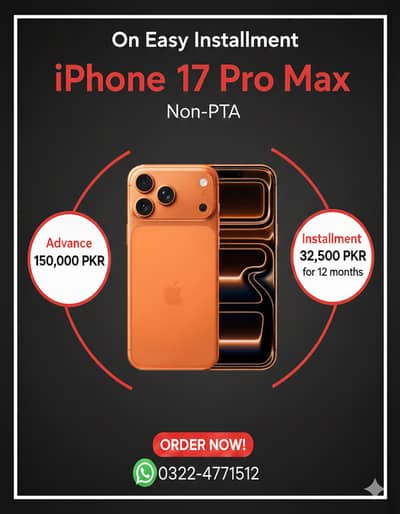 Apple iPhone 17 Pro Max Non Pta JV On Easy Installment