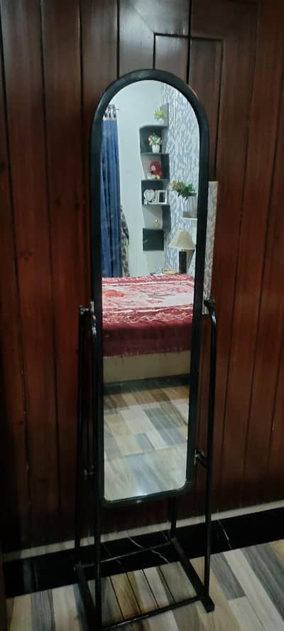 Full Length Standing Mirror with Black Metal Frame
