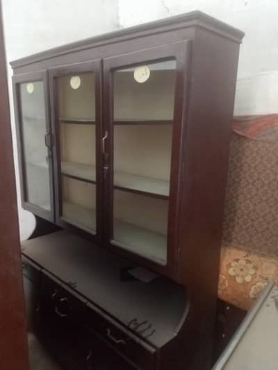 double bed with dressing set , 5 seater sofa set, cupboard