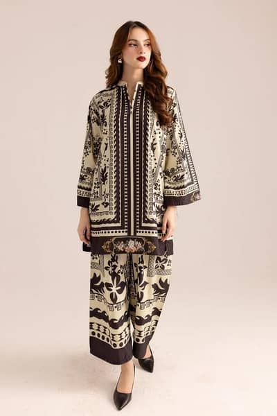 Swiss Lawn 2 Pcs Cord Set – Printed Shirt & Trouser