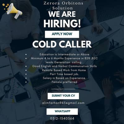 need urgently cold caller remote based or on site graphic designer