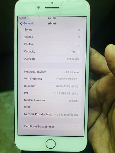 Iphone 7 plus Pta Approved 128GB