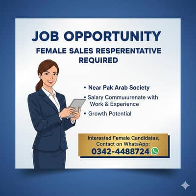 Female sales man is required  near pak society