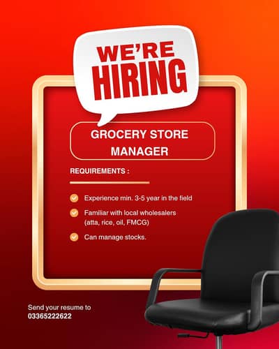 grocery store manager required
