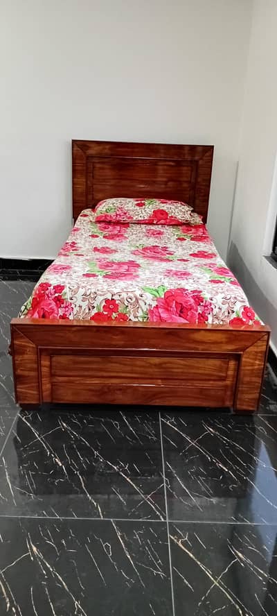 New single bed wooden bed with glass polish