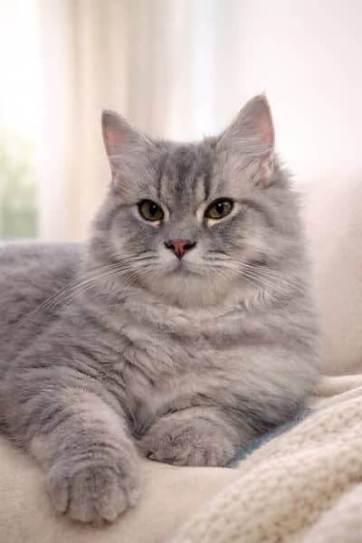 Gorgeous Silver Fluffy Cat (Persian Mix) – Home Raised