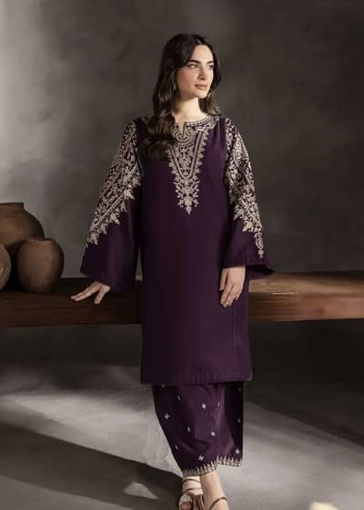 2 pcs women's unstitched embroidered suit- batik