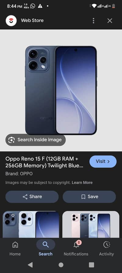 oppo reno 15f 5g 8gb 256gb