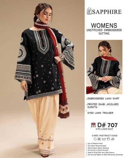 Sapphire 3PC Emb Luxury Designer Lawn Vol-03 | Super Wholesale