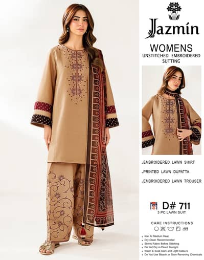 Jazmin 3PC Emb Luxury Designer Lawn Vol-04 | Super Wholesale Offer