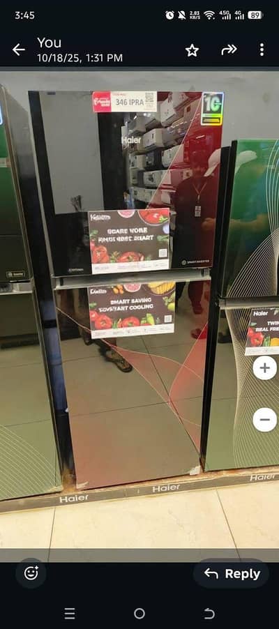 Haeir fridge HRF 346 ipra  red glass