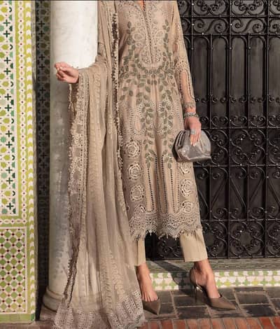 Maria b brown luxury lawn