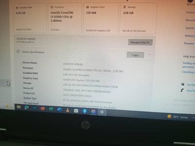 hp laptop  i5 6th generation 8/256
