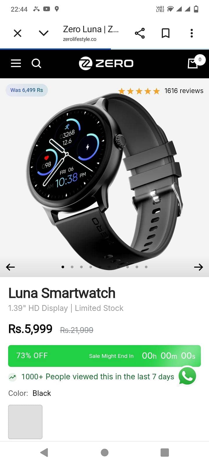 zero smartwatch luna 0