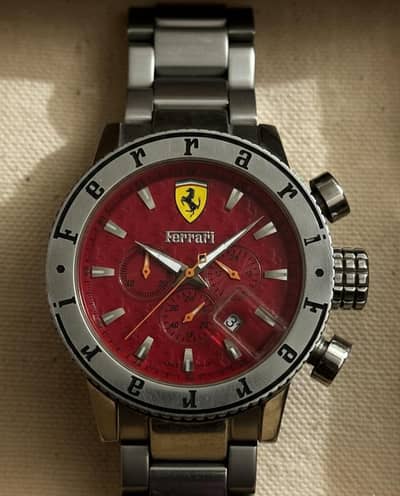 Ferrari Style Red Dial Chronograph Watch – Stainless Steel