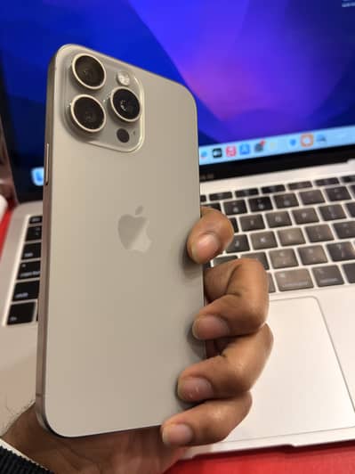 Iphone 15 pro max With box PTA APPROVED natural titanium 88% health