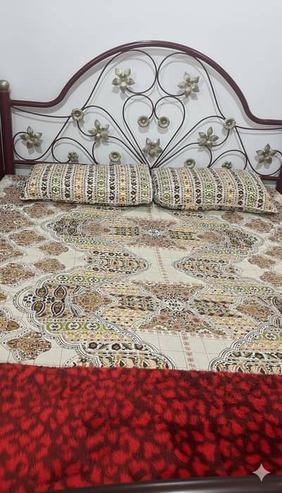 King size iron bed with mattress for sale