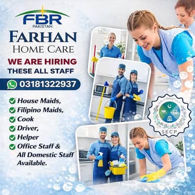 Hiring nurses LHV House Maids All staff Required for home care