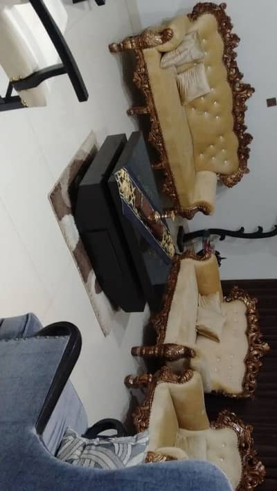 Golden Chinioti Solid Wood Sofa Set