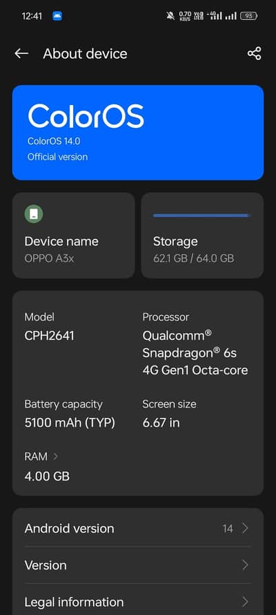 Oppo A3x 4/64GB (used)