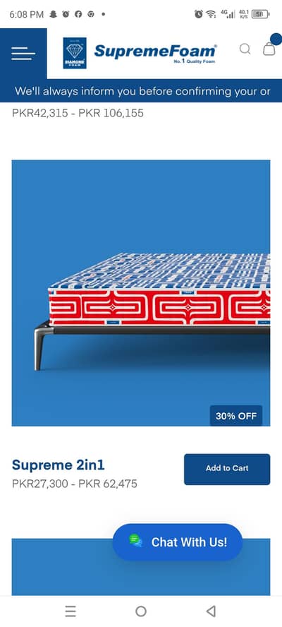 Diamond foam Queen Size Mattress 4 inch