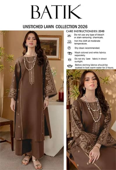 2 peace women's  unstitched  embroidered suit