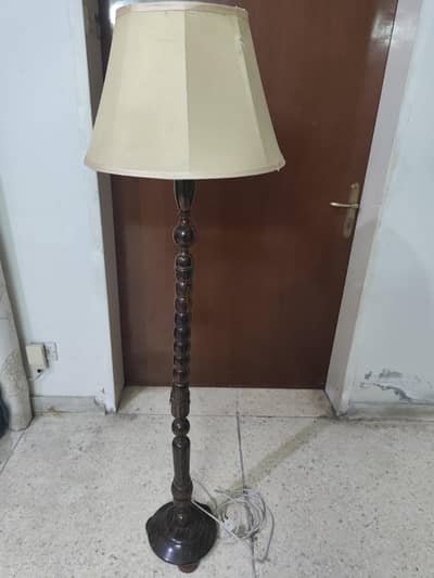 vintage wooden floor lamp with lampshade