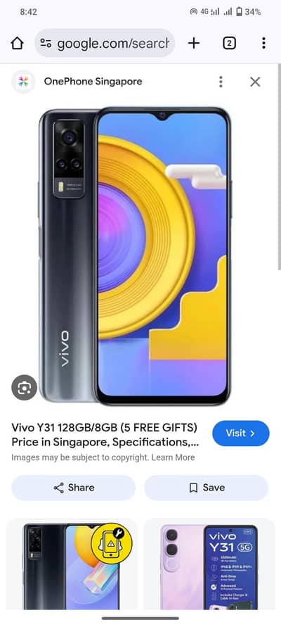 Vivo Y31 4/128 For Sale