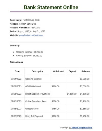 Student's Bank Statement Consultant
