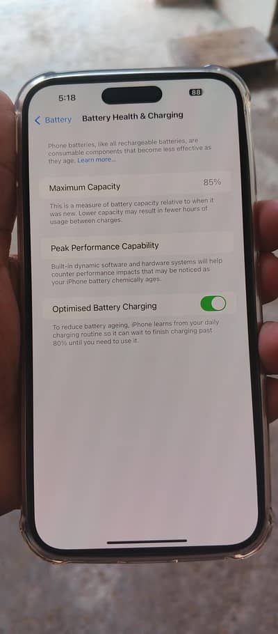 iPhone 14pro max jv 85battery health