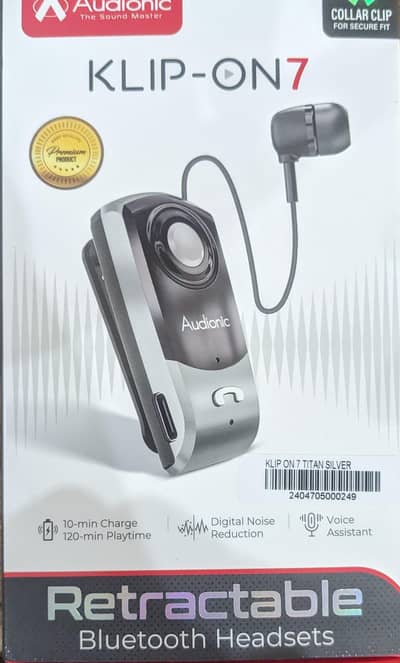 Audionic Business KLIP-ON 7 Bluetooth Earphone – 1 Year Warranty