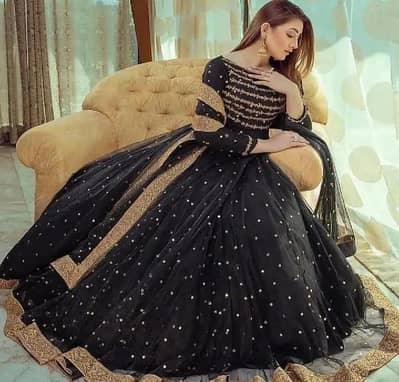 3 Pcs women's stitched chiffon embroidered maxi suit