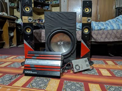 home theater sound system base tube subwoofer side tower speaker
