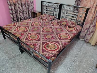 almost new double bed with mattress 100 percent condition