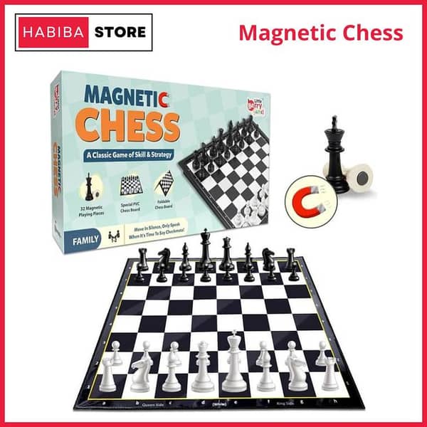 Magnetic Chess Board Game for Children & Family Foldable Travel Chess Set with Strong Magnet Pieces for Kids & Adults Educational Brain Game