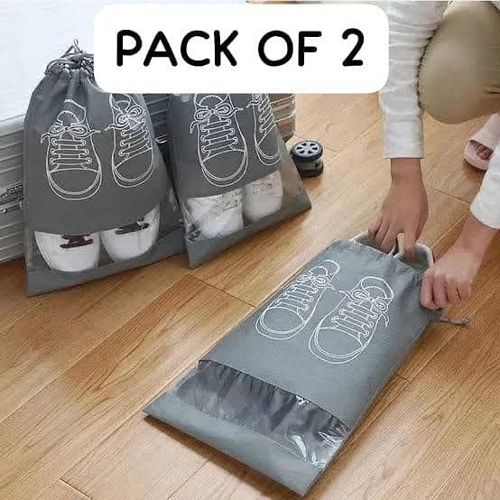 Printed Shoe Storage Bag – Woven Travel Organizer Pouch for Shoes (Pack of 2)