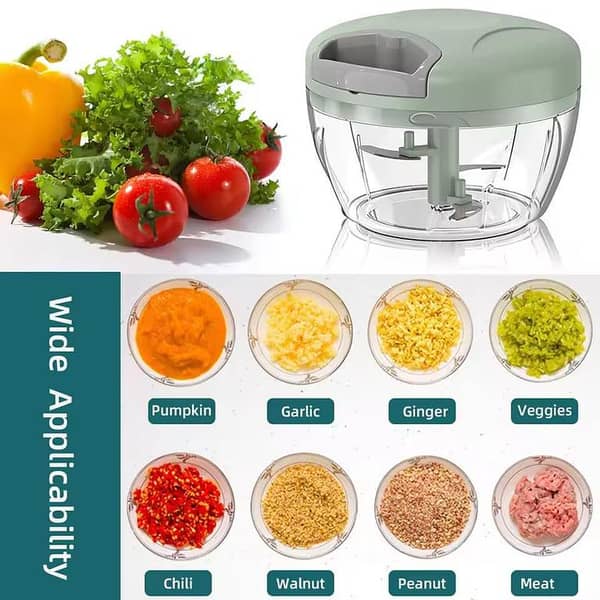 Multifunction Portable Manual Hand-Pull Food Chopper & Masher – 3 Sharp Blades – Random Colors