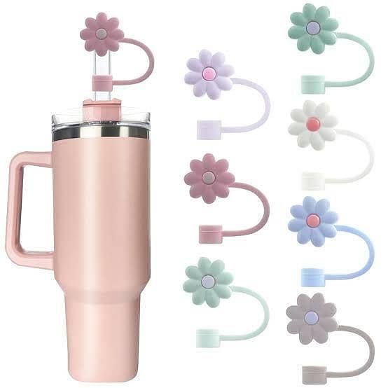 Reusable Silicone Tumbler Straw Cover Flower Stopper Cap – Dustproof Drinkware Accessories