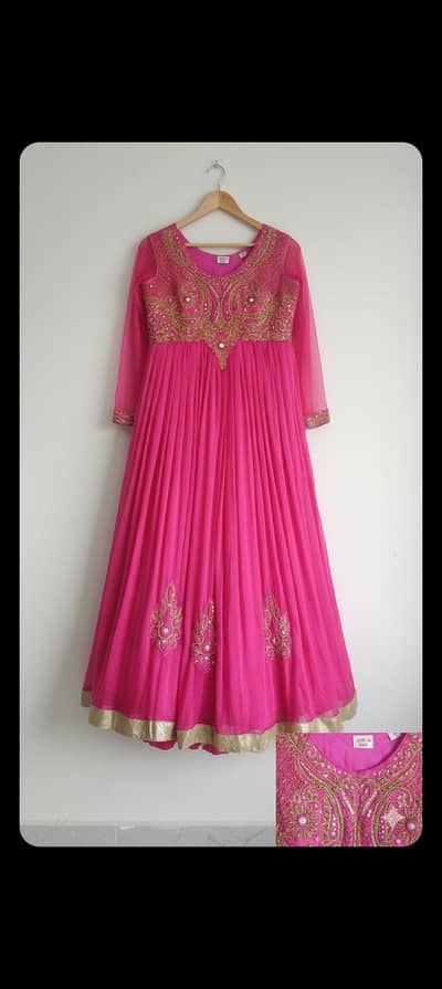 Hot Pink Embroidered Anarkali