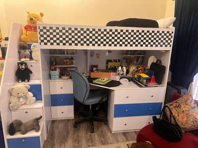 kids bunk bed with tv trolley