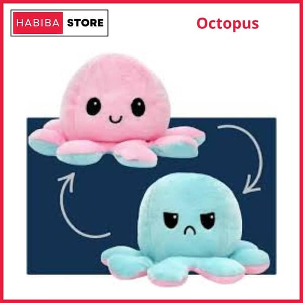 Reversible Octopus Stuffed Plush Toy Stress Relief Pillow Toys for Kids and Adults Rainbow Designs Cactus Cat Stuff Plush Toy Birthday Gift