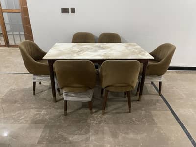 6 Seater Marble Dining Table – 1 Month Used – Like New